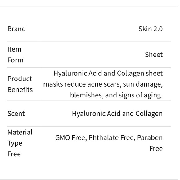 Skin 2.0 Hyaluronic Acid And Collagen Sheet Face Mask - Picture 9 of 10